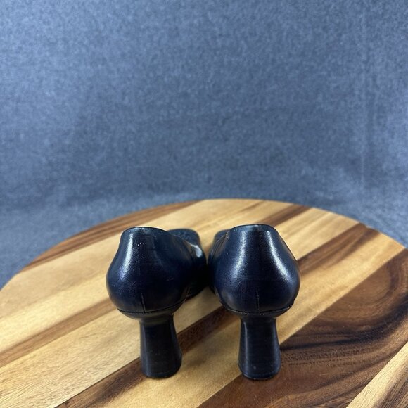 Chanel Womens Pumps Blue Leather Sz 36/6 Mark Punch CC Logo Heels Square Toe - Picture 8 of 16